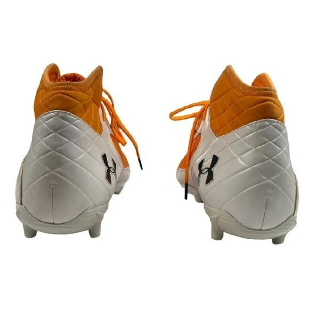 Under‎ Armour Nitro Icon Mid MC Football Cleats Mens Size 15 Orange and White